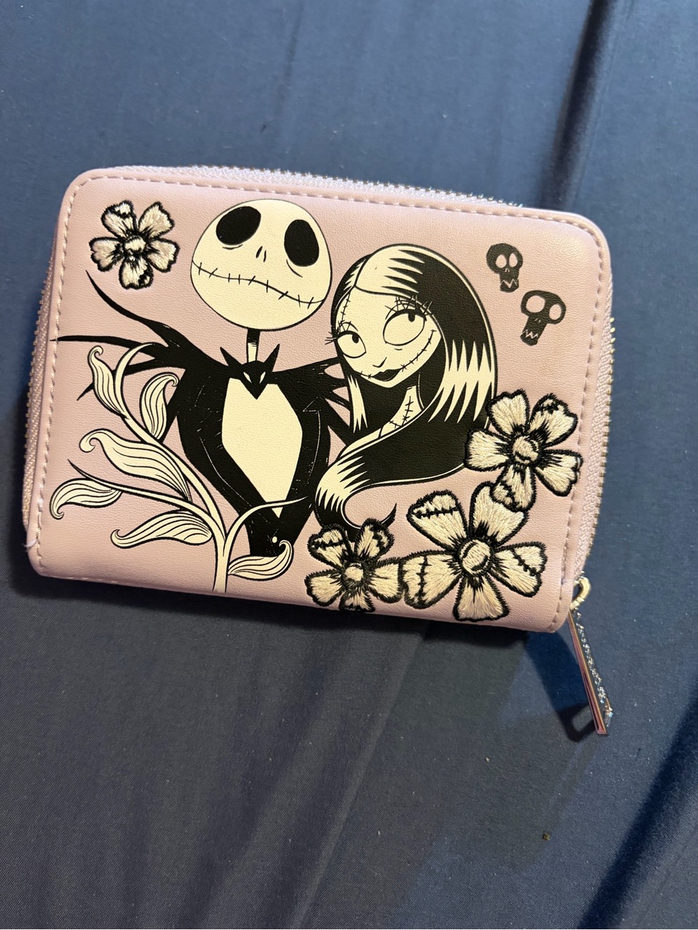 Loungefly Pink Nightmare Before Christmas Zip Wallet with Jack & Sally